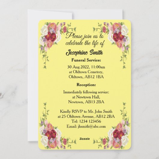 3枚パーソナライズされた写真葬儀記念招待状 シーズンカード (裏面)