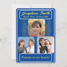 3枚パーソナライズされた写真葬儀記念招待状