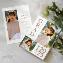 3枚フォトコラージュ ホワイト&ベージュ卒業パーティー