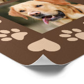 3枚フォトコラージュ 犬の名前 ブラウンハート ポスター (角)