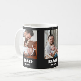 3枚フォトコラージュ 黒白 パパ 誕生 太字 コーヒーマグカップ