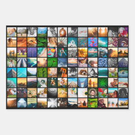 3枚フォトスクエアブラックラッピング紙 ラッピングペーパーシート