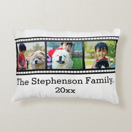 3枚フォトフィルムストリップの写真パーソナライズされた アクセントクッション (裏面)