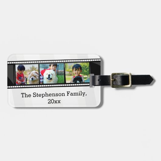 3枚フォトフィルムストリップの写真パーソナライズされた ラゲッジタグ (正面横)