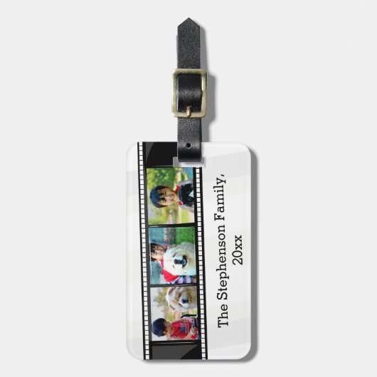 3枚フォトフィルムストリップの写真パーソナライズされた ラゲッジタグ (正面縦)