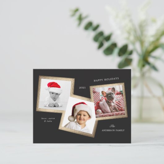 3枚フォトフレームファミリーホリディポストカード シーズンポストカード (スタンド正面)