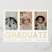 3枚フォトフレーム金箔の大学院発表 箔招待状 (正面)