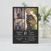 3枚フォトブラック – 3 x 5結婚式招待状 招待状 (スタンド正面)