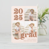 3枚フォトレトロタイプテラコッタ卒業パーティー 招待状 (スタンド正面)