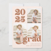 3枚フォトレトロタイプテラコッタ卒業パーティー 招待状 (正面)