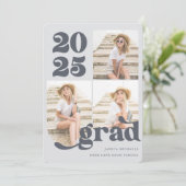 3枚フォトレトロ式ブルー卒業パーティー 招待状 (スタンド正面)