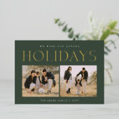 3枚ミニマルのフォトグリーンファミリーフォトフォイル 箔シーズンカード (立ち正面)