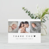 3枚ミニマルハート新生児 サンキューカード (スタンド正面)