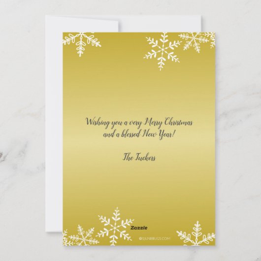 3枚メリーの雪かきを金ゴールドのクリスマスに シーズンカード (裏面)
