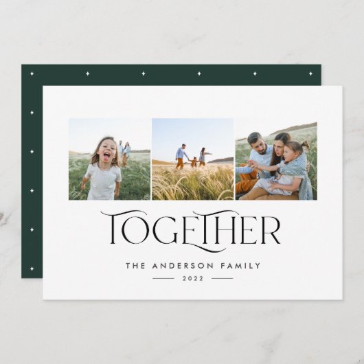 3枚モダンのフォトグリーンアーチタイポグラフィ (正面/裏面)