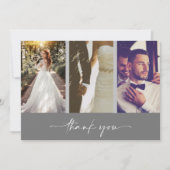 3枚モダンのフォトグレイ結婚の感謝 サンキューカード (正面)
