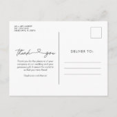 3枚モダンのフォトスクリプト結婚の感謝 インビテーションポストカード (裏面)