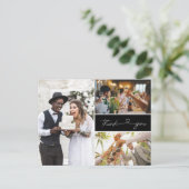 3枚モダンのフォトスクリプト結婚の感謝 インビテーションポストカード (スタンド正面)