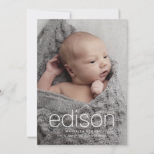 3枚モダンのベビー誕生 案内状 (正面)