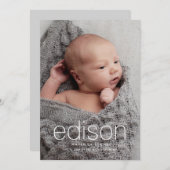 3枚モダンのベビー誕生 案内状 (正面/裏面)