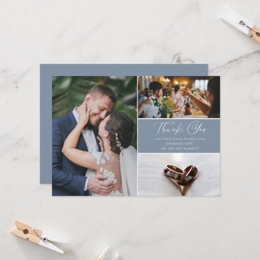 3枚モダンの写真が結婚ありがとう (正面/裏面インサイチュ)