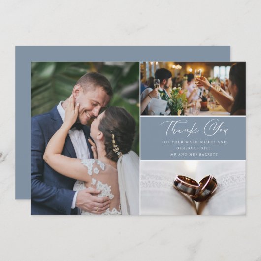 3枚モダンの写真が結婚ありがとう (正面/裏面)