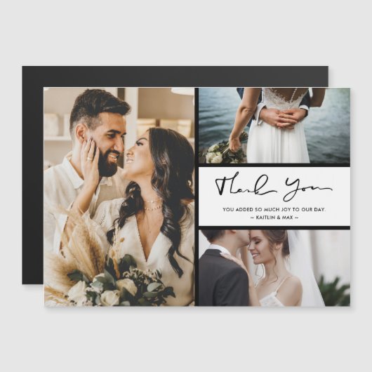 3枚モダンの写真が結婚ありがとう (正面/裏面)