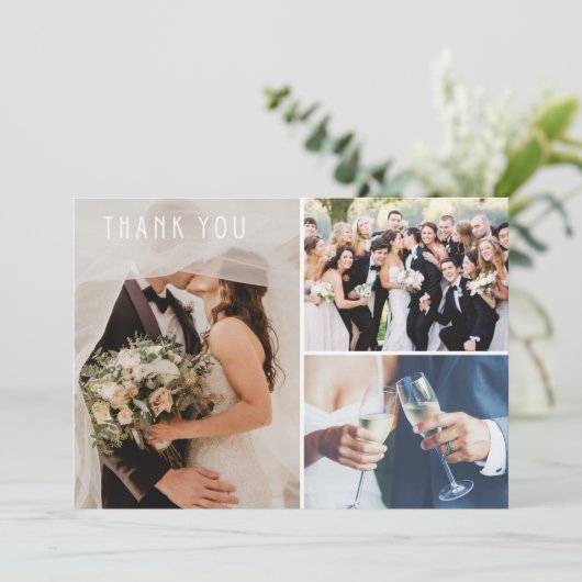 3枚モダンの写真が結婚ありがとう サンキューカード (スタンド正面)