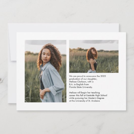 3枚モダンの写真でマスタード 案内状 (裏面)