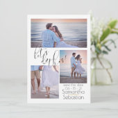 3枚モダンの写真で日付を保存 招待状 (スタンド正面)