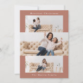 3枚モダンの写真とオレンジ色のコラージュ シーズンカード (正面)