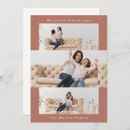 3枚モダンの写真とオレンジ色のコラージュ シーズンカード