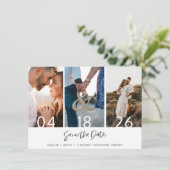 3枚モダンの写真の結婚式の日付を保存 セーブザデート (スタンド正面)