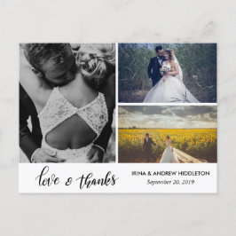 3枚モダンの写真を台本に結婚感謝 ポストカード