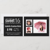 3枚モダンの写真を含む16歳の誕生日パーティー 招待状 (正面)