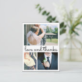 3枚モダンの写真を手書き結婚で感謝 ポストカード (スタンド正面)