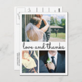 3枚モダンの写真を手書き結婚で感謝 ポストカード (正面/裏面)