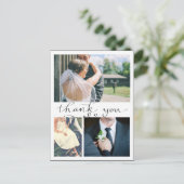 3枚モダンの写真を手書き結婚で感謝 ポストカード (スタンド正面)