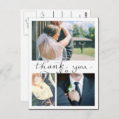 3枚モダンの写真を手書き結婚で感謝 ポストカード (正面/裏面)