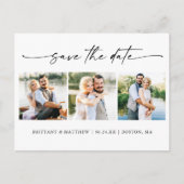 3枚モダンの写真インクペンスクリプト日付を保存 ポストカード (正面)