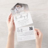 3枚モダンの写真オーバーレイQRコードスクリプ結婚ト オールインワン招待状 (貼ってはがせる)