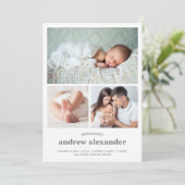 3枚モダンの写真コラージュ誕生 案内状 (スタンド正面)