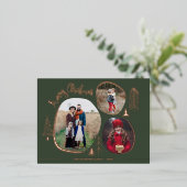 3枚モダンの写真メリークリスマス 箔シーズンポストカード (立ち正面)