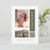 3枚モダンの写真卒業QRコードID1099 招待状 (スタンド正面)