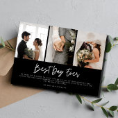 3枚モダンの写真白黒が結婚ありがとう サンキューカード