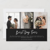 3枚モダンの写真白黒が結婚ありがとう サンキューカード (正面)