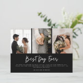 3枚モダンの写真白黒が結婚ありがとう サンキューカード (スタンド正面)