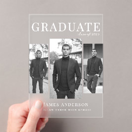 3枚モダンの写真研究者発表 アクリル招待状