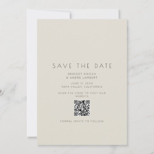 3枚モダンの写真QRコードワイナリー結婚 セーブザデート (裏面)