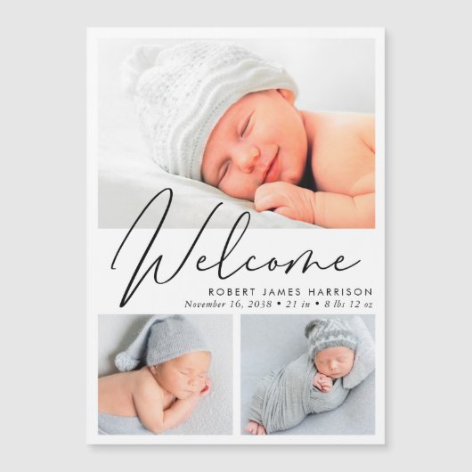 3枚モダンの磁気出産のお知らせ (正面)